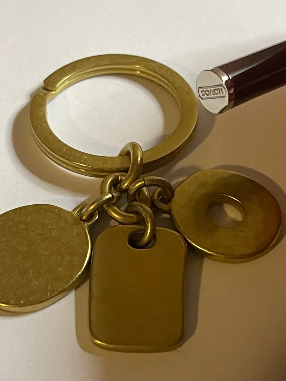 COACH Gold-Tone Signature Charm Key Ring and Coach Pen